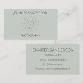 Elegant Sage Lotus Flower Minimalist Photogratogra Visitkort