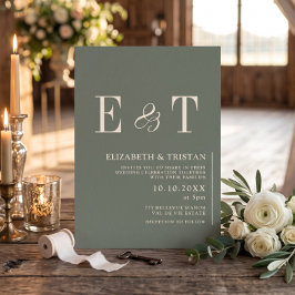 Elegant Sage Minimalistisk Bröllopsinbjudan Inbjudningar