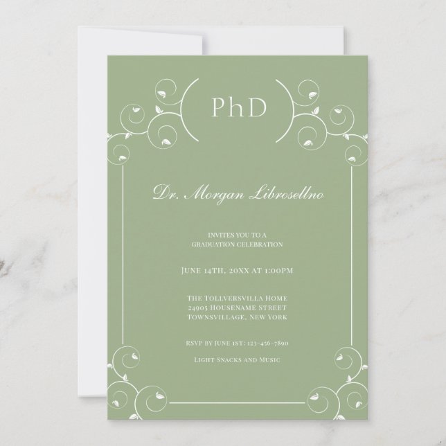 Elegant Sage PhD Studenten Inbjudningar (Framsida)