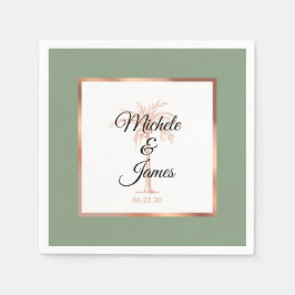 Elegant Sage Ro Guld Handflatan Träd Tropiska Bröl Pappersservett