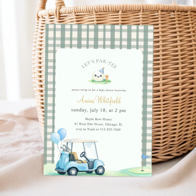 Elegant Sage Rutig Golf Baby Shower Inbjudningar (Skapare uppladdad)