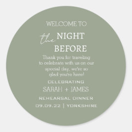Elegant Sage the Natt before Bröllop Tack Runt Klistermärke