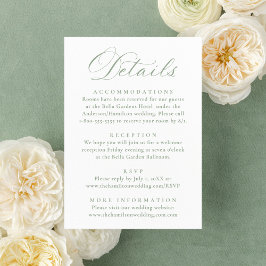 Elegant Sage Victorian Floral Wedding Details Tilläggskort
