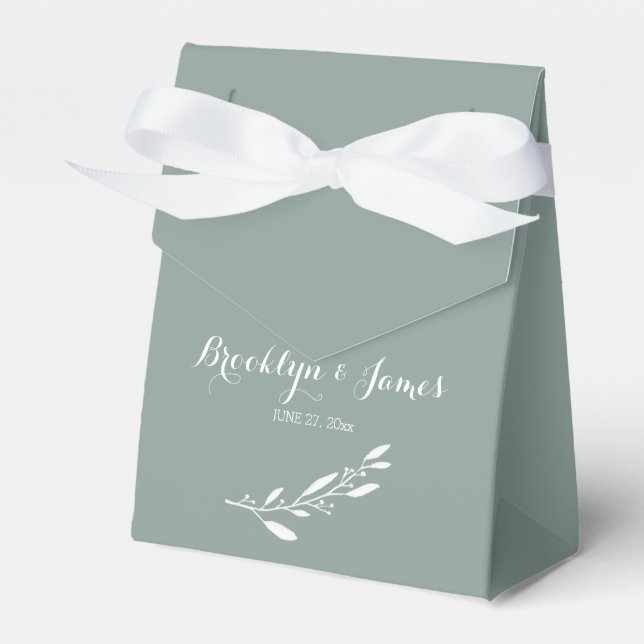 Elegant Sage Wedor Favor Box Tält Presentaskar (Framsidan Sidan)