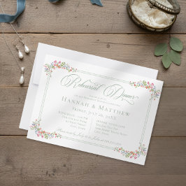 Elegant Sage Wildflower Crest Wedding Rehearsal Inbjudningar