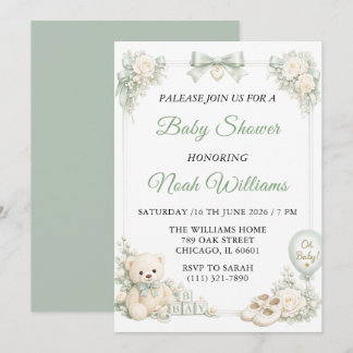 Elegant Sagegrön Baby Shower Inbjudan Mall