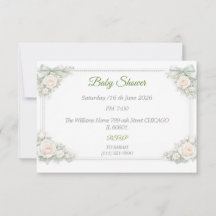 Elegant Sagegrön Bebisdopp RSVP-kort