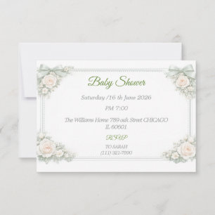 Elegant Sagegrön Bebisdopp RSVP-kort OSA Kort
