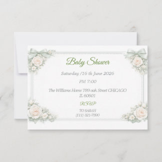 Elegant Sagegrön Bebisdopp RSVP-kort OSA Kort