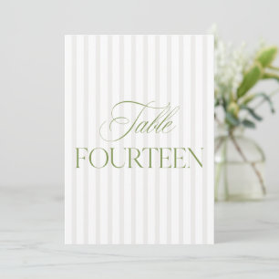 Elegant Sagegrön & Beige Bröllops Bordnummer Inbjudningar