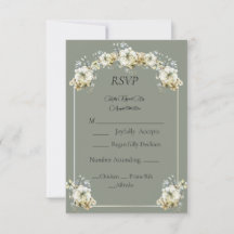 Elegant sagegrön blommig bröllops-RSVP-kort