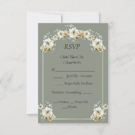 Elegant sagegrön blommig bröllops-RSVP-kort OSA Kort