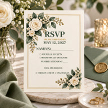 Elegant Sagegrön Blommig Bröllops-RSVP