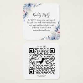 Elegant Sagegrön Blommig Bröllops RSVP QR-kod Fyrkantigt Visitkort