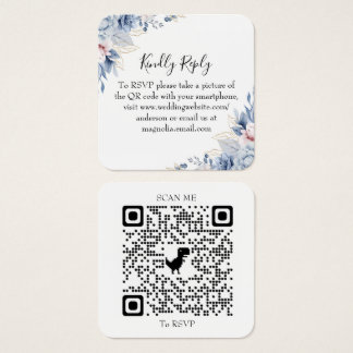 Elegant Sagegrön Blommig Bröllops RSVP QR-kod Fyrkantigt Visitkort