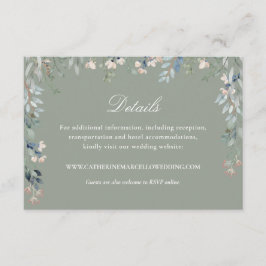 Elegant Sagegrön Blommig Cacsacde Bröllopsdetaljer Tilläggskort
