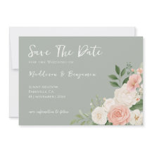 Elegant Sagegrön Blommig Persika Bröllop