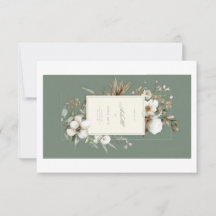 Elegant Sagegrön Blommig Tacksamhets Postkort | Bl