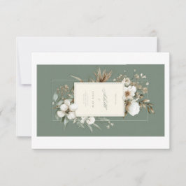 Elegant Sagegrön Blommig Tacksamhets Postkort | Bl Tack Kort