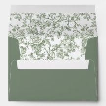 Elegant sagegrön blommig toile bröllopsadress
