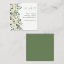 Elegant Sagegrön Blommig Utomhusbröllop RSVP