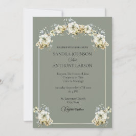 Elegant sagegrön blomsterbröllopsinbjudan inbjudningar