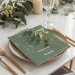 Elegant sagegrön blomsterlinjekonstpapper pappersservett