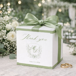 Elegant sagegrön botanisk bröllopsfavor presentaskar
