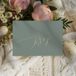Elegant Sagegrön Bröllops-RSVP OSA Kort