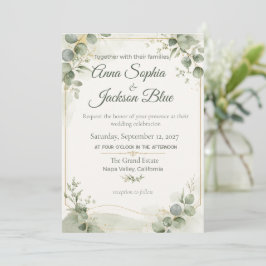 Elegant Sagegrön Eucalyptus Bröllopsinbjudan | Inbjudningar