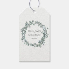 Elegant Sagegrön Eukalyptus Rund Bröllopspresent Presentetikett