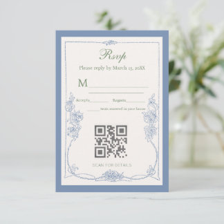 Elegant Sagegrön Fransk Blommig RSVP Bröllops Svar