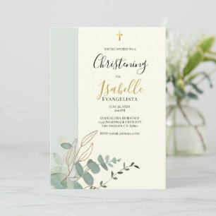 Elegant Sagegrön Guld Eukalyptus Dop Inbjudningar