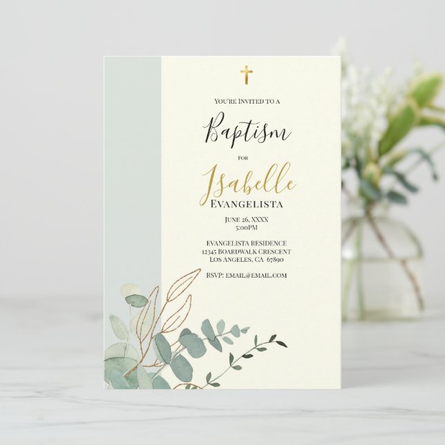 Elegant Sagegrön Guld Eukalyptus Dop        Inbjudningar (Stående Fram)