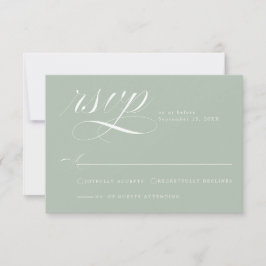 Elegant Sagegrön Kalligrafi Bröllop RSVP-kort OSA Kort