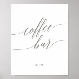 Elegant sagegrön kalligrafi kaffebar skylt