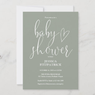 Elegant Sagegrön Könsneutral Baby Shower Inbjudningar