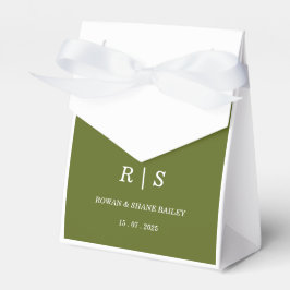 Elegant sagegrön monogram bröllopsgåva för förmåns presentaskar