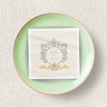 Elegant Sagegrön och Guld Art Nouveau Servett