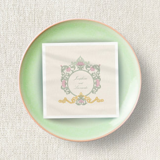 Elegant Sagegrön och Guld Art Nouveau Servett