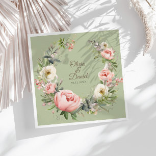 Elegant sagegrön påskelilja blommig bröllopsservet pappersservett