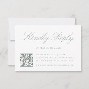 Elegant Sagegrön QR-kod Bröllop OSA Kort