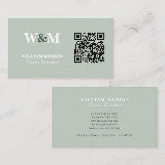 Elegant Sagegrön QR-kod Logotypmall Visitkort