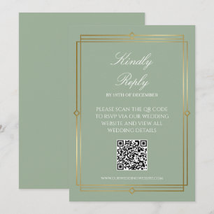 Elegant Sagegrön QR-kod RSVP Inbjudningar