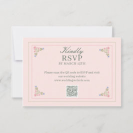 Elegant sagegrön QR-kod RSVP-kort Tack Kort