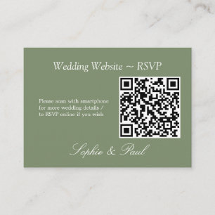 Elegant Sagegrön QR-kod Webbplats RSVP-kort Tilläggskort
