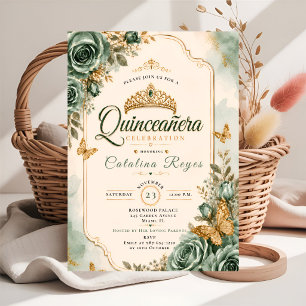 Elegant Sagegrön Quinceañera Inbjudningar