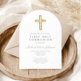 Elegant sagegrön religiös första kommunionbåge inbjudningar