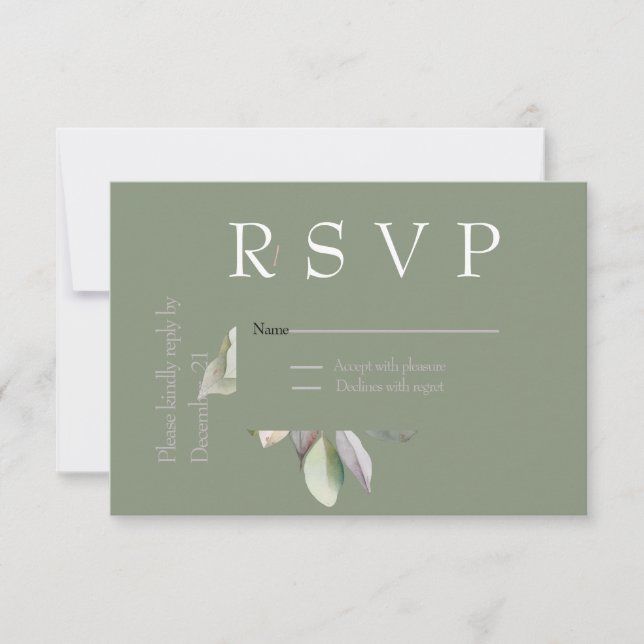 Elegant sagegrön RSVP-kort Inbjudningar (Framsida)
