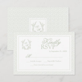 Elegant Sagegrön Toile Blommig Kröningsmonogram OSA Kort